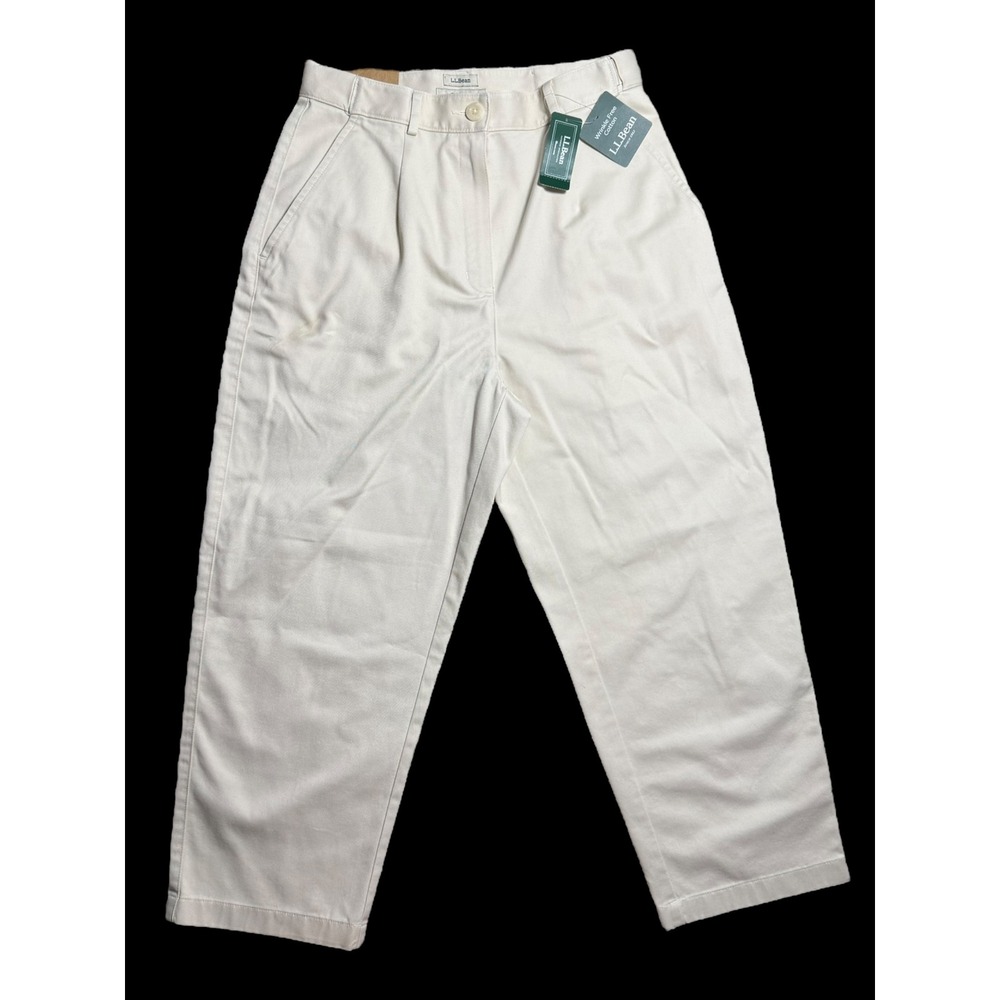 LL Bean Original Fit Wrinkle Free Pleated Chino Pants Heritage Stone 8 Reg